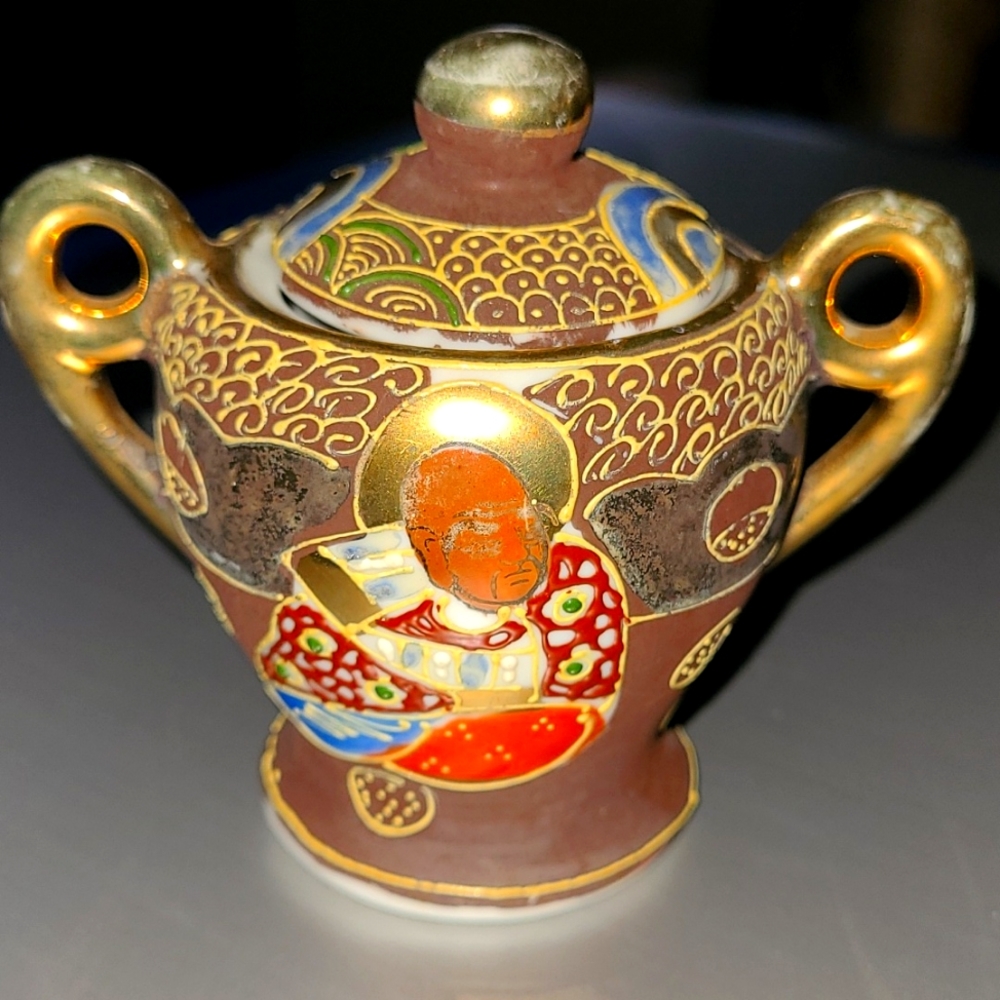 Hand painted made in Japan, L.B. miniature sugar bowl